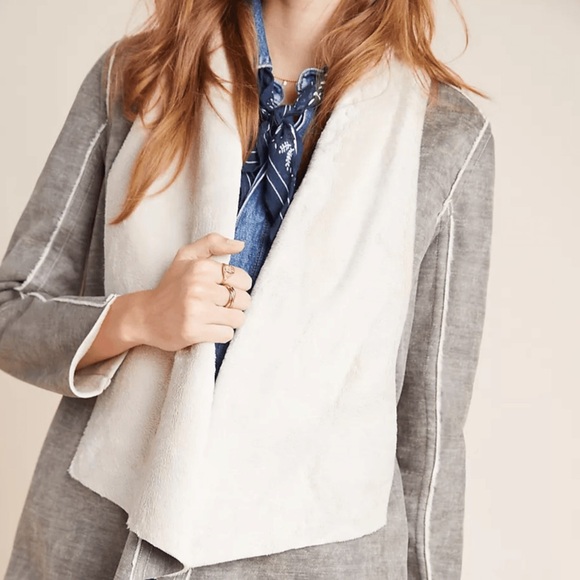 Anthropologie x Amadi Camila Sherpa Gray Coat NWT - Picture 2 of 14